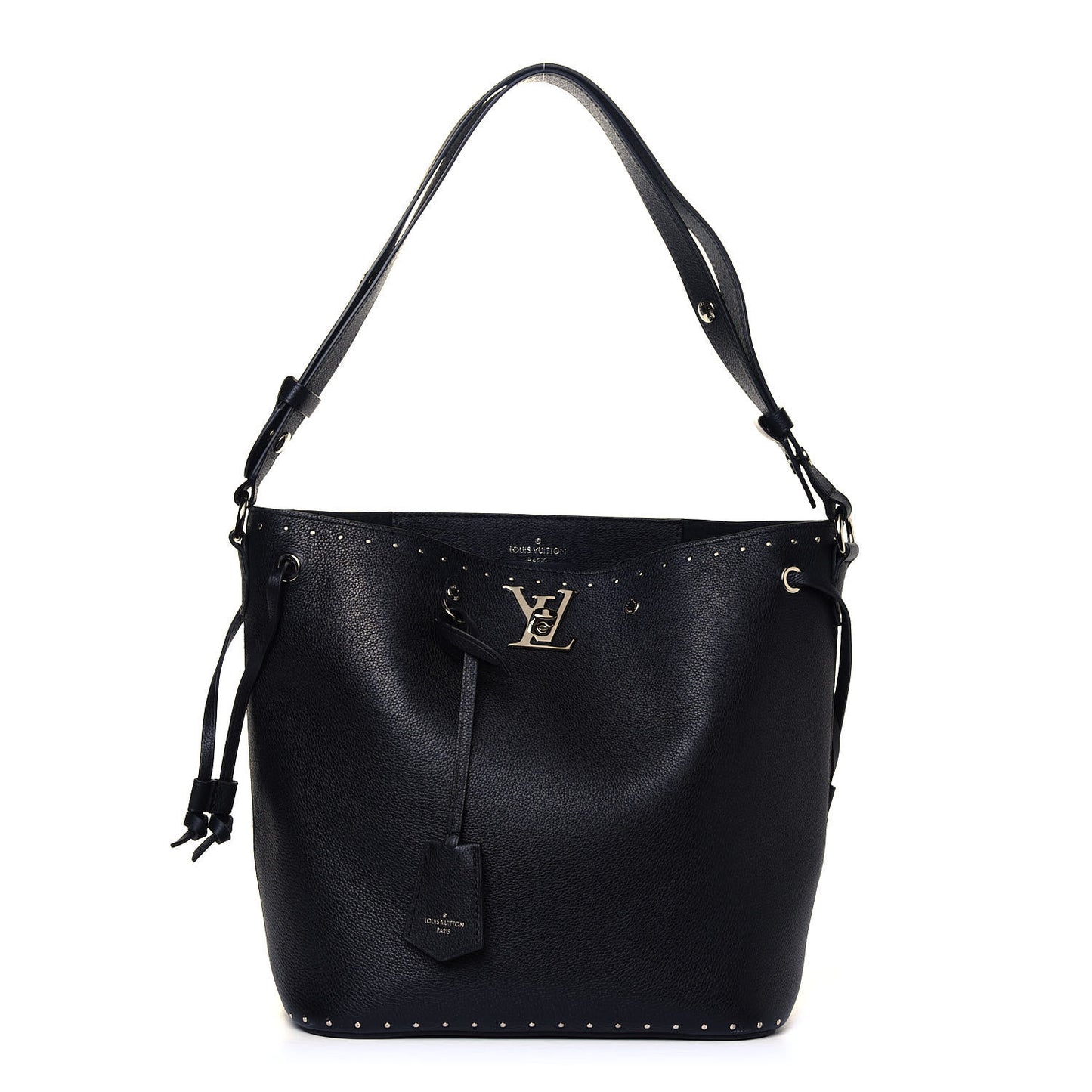 Soft Calfskin Lockme Studs Bucket Black