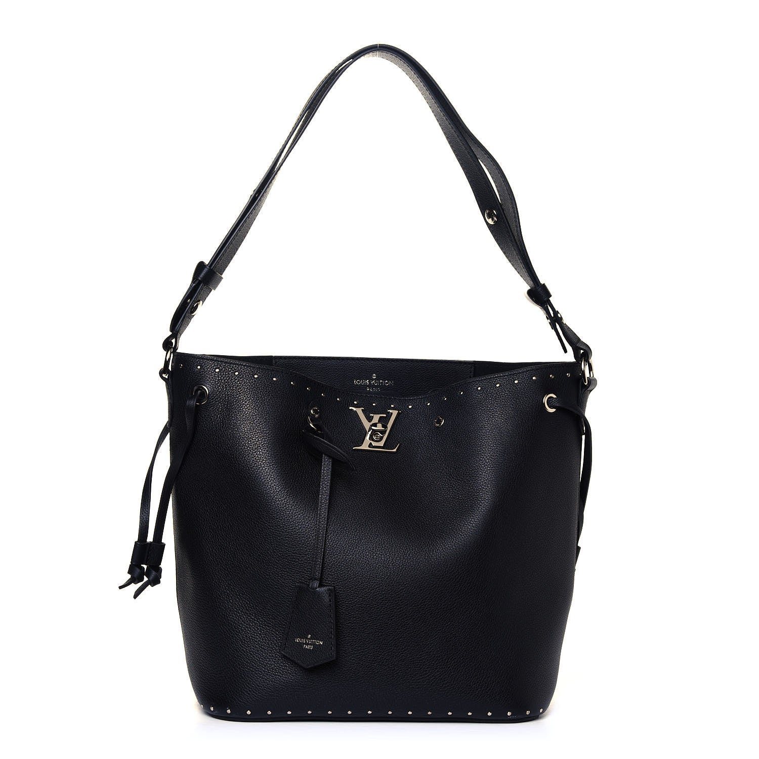 Louis Vuitton Soft Calfskin Lockme Studs Bucket Black 2 of 16