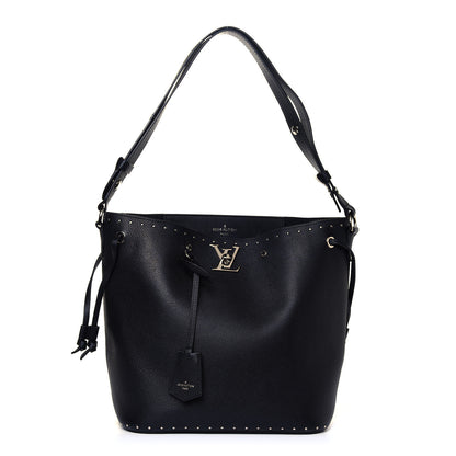 Louis Vuitton Soft Calfskin Lockme Studs Bucket Black 2 of 16