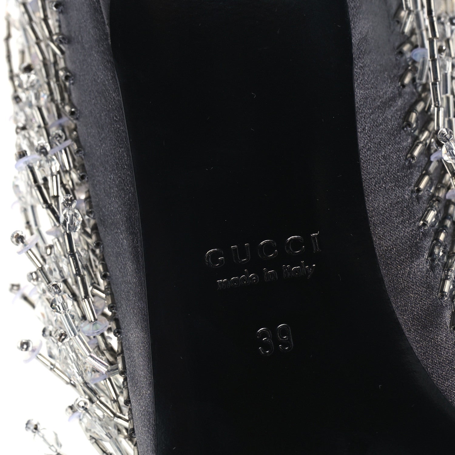 Gucci Silk Satin Beaded Fringe Pumps Sweet 39 Grey 7 of 10