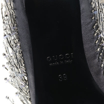Gucci Silk Satin Beaded Fringe Pumps Sweet 39 Grey 7 of 10