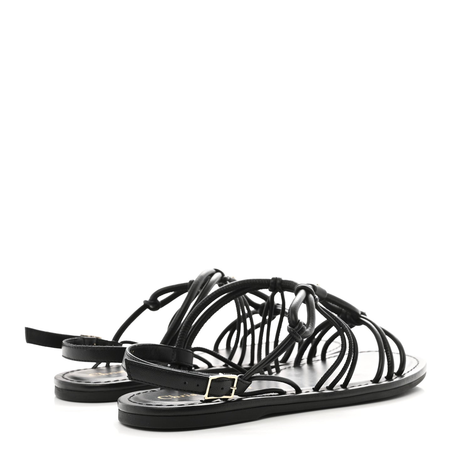 Lambskin Dioriviera D-Sand Sandals 36 Black