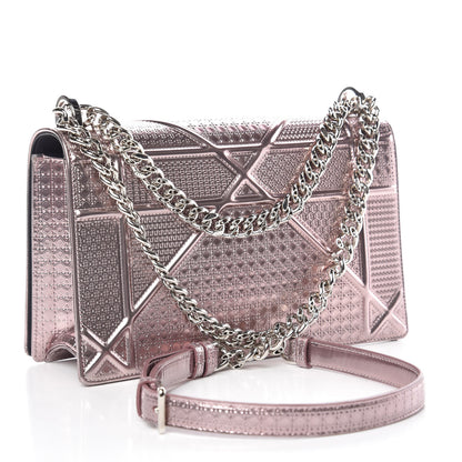 Christian Dior Metallic Patent Micro-Cannage Medium Diorama Flap Bag Pink 3 of 8