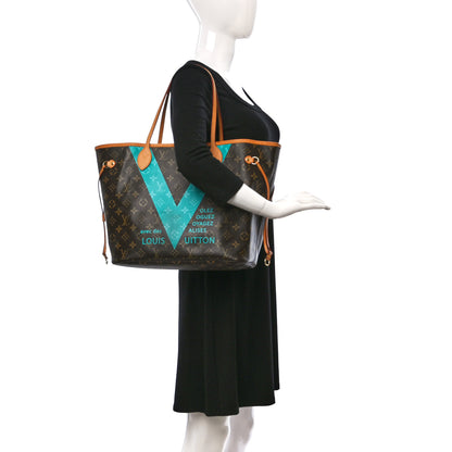 Louis Vuitton Monogram V Neverfull MM Turquoise 3 of 10