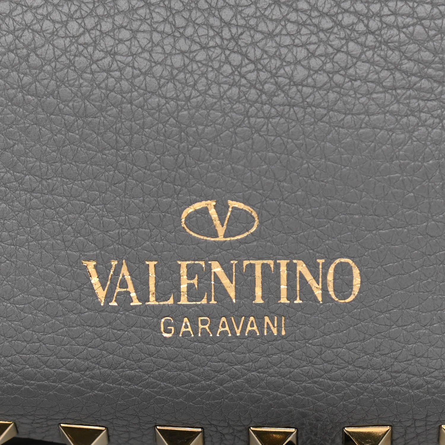 Valentino Garavani Grained Calfskin Small Rockstud Tote Grey 6 of 12