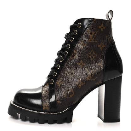 Louis Vuitton Patent Calfskin Monogram Star Trail Ankle Boots 39 Black 1 of 8
