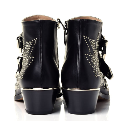 Chloe Nappa Sheepskin Studded Susanna Ankle Boots 37.5 Black 5 of 9