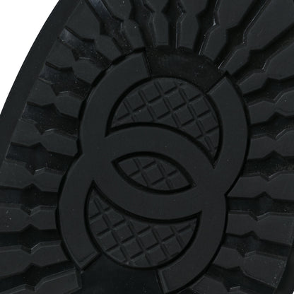 Chanel Suede Grained Calfskin CC Lace Up Boots 40 Black 7 of 9