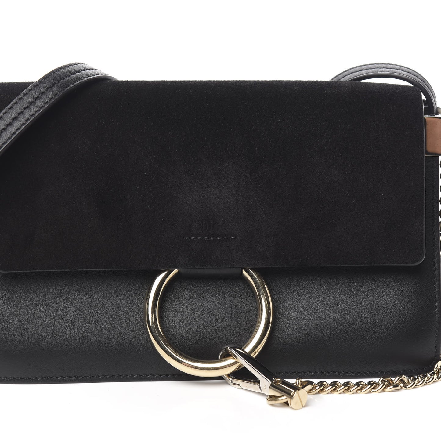 Suede Calfskin Small Faye Shoulder Bag Black