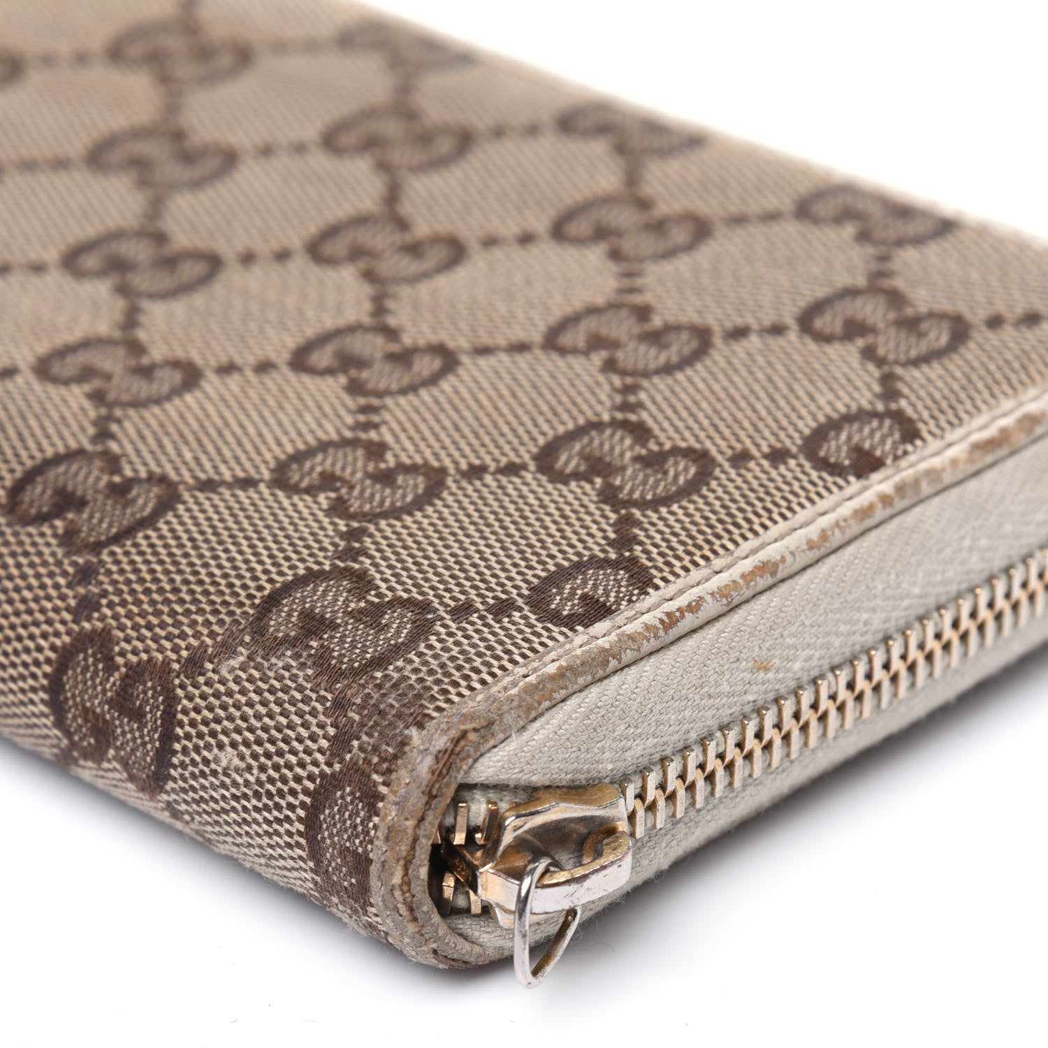 Gucci Monogram Metal Bar Zip Around Wallet Beige Ebony Off White 21 of 35