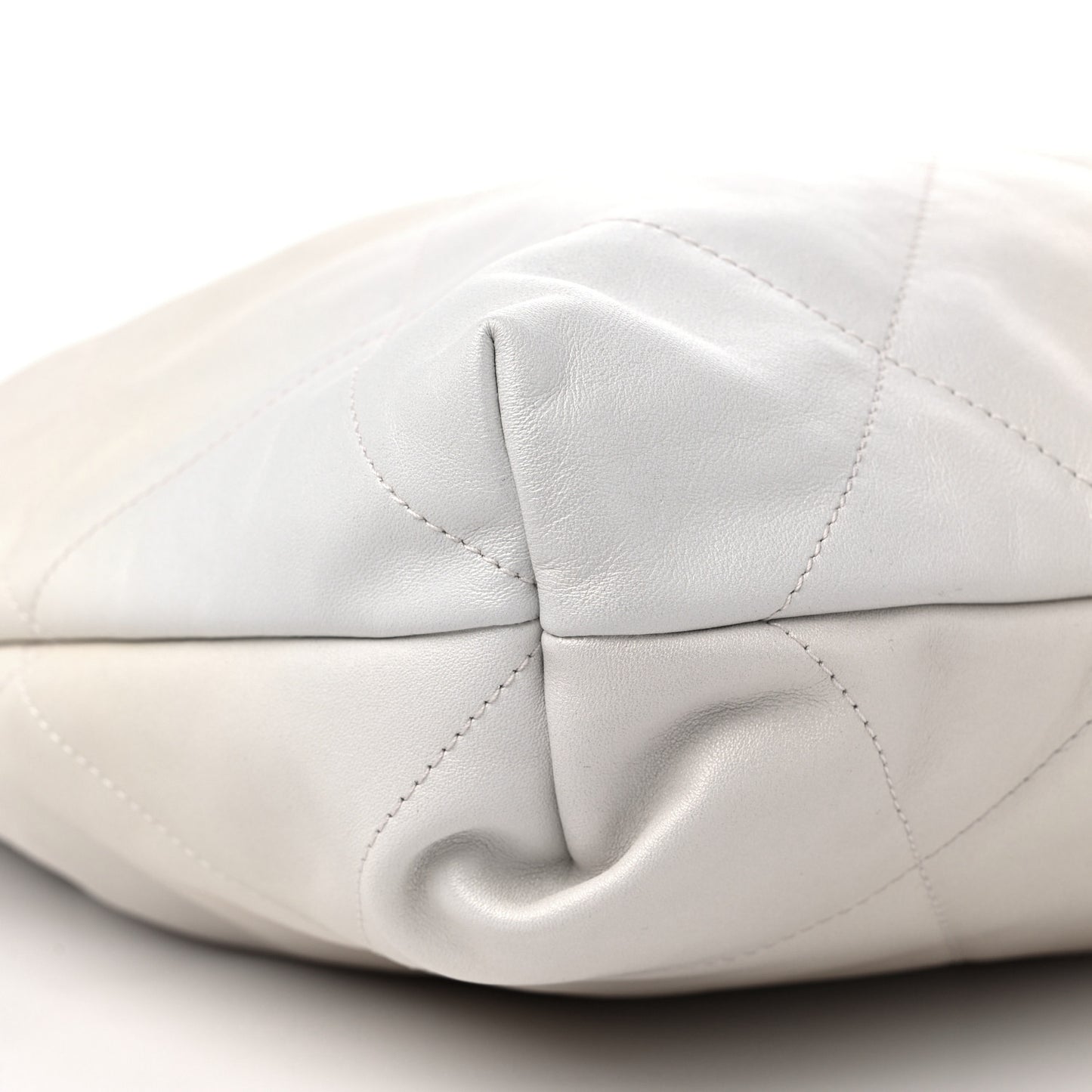 Iridescent Calfskin Quilted Chanel 22 White