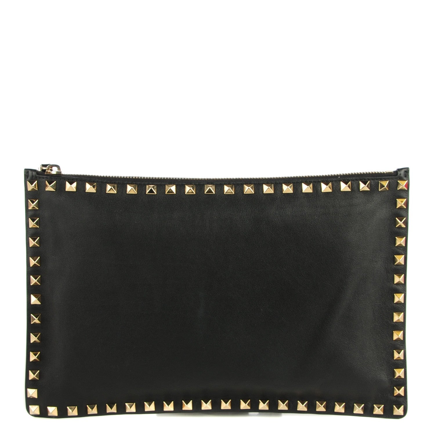 Valentino Garavani Vitello Large Rockstud Zip Pouch Black 1 of 6