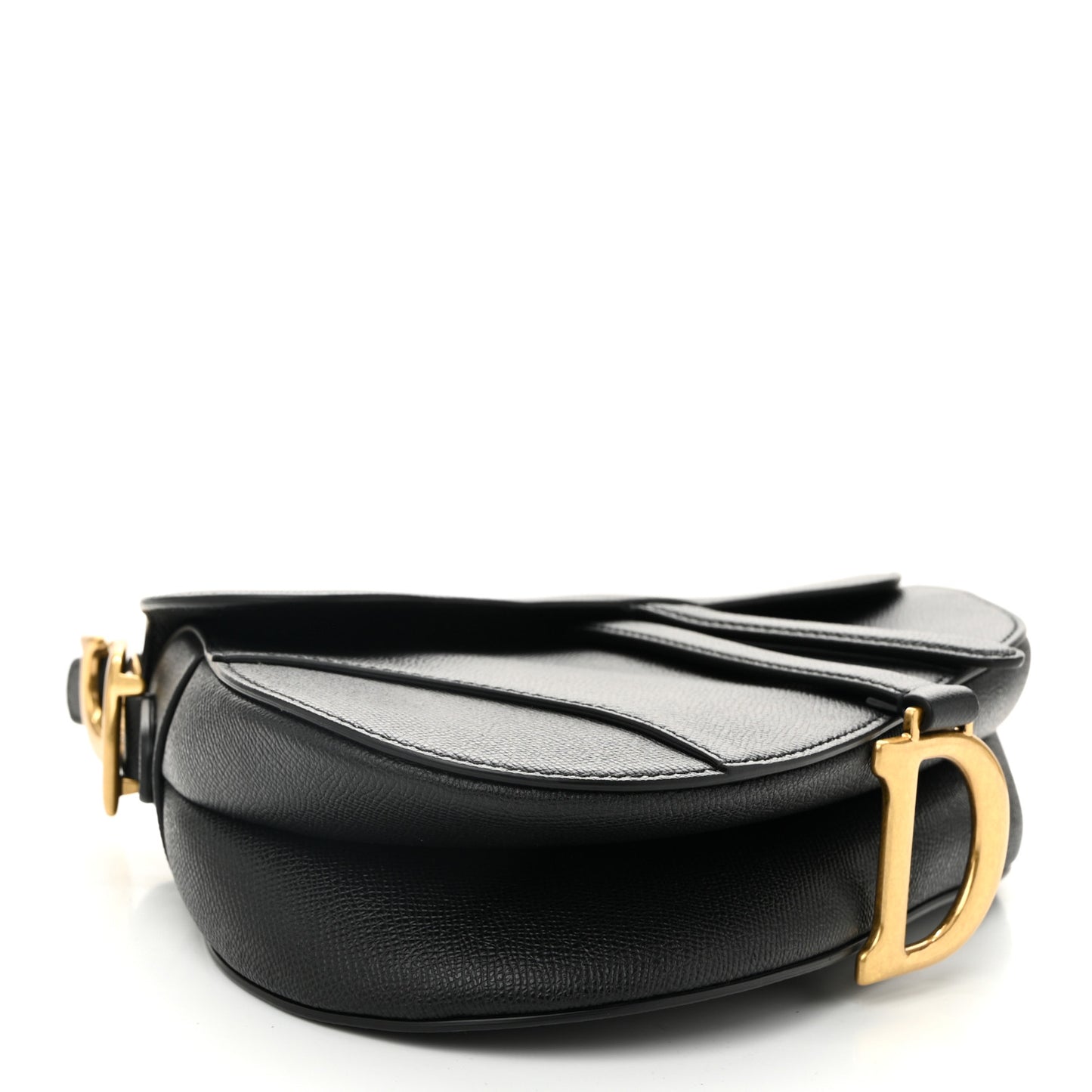 Grained Calfskin Saddle Bag Black