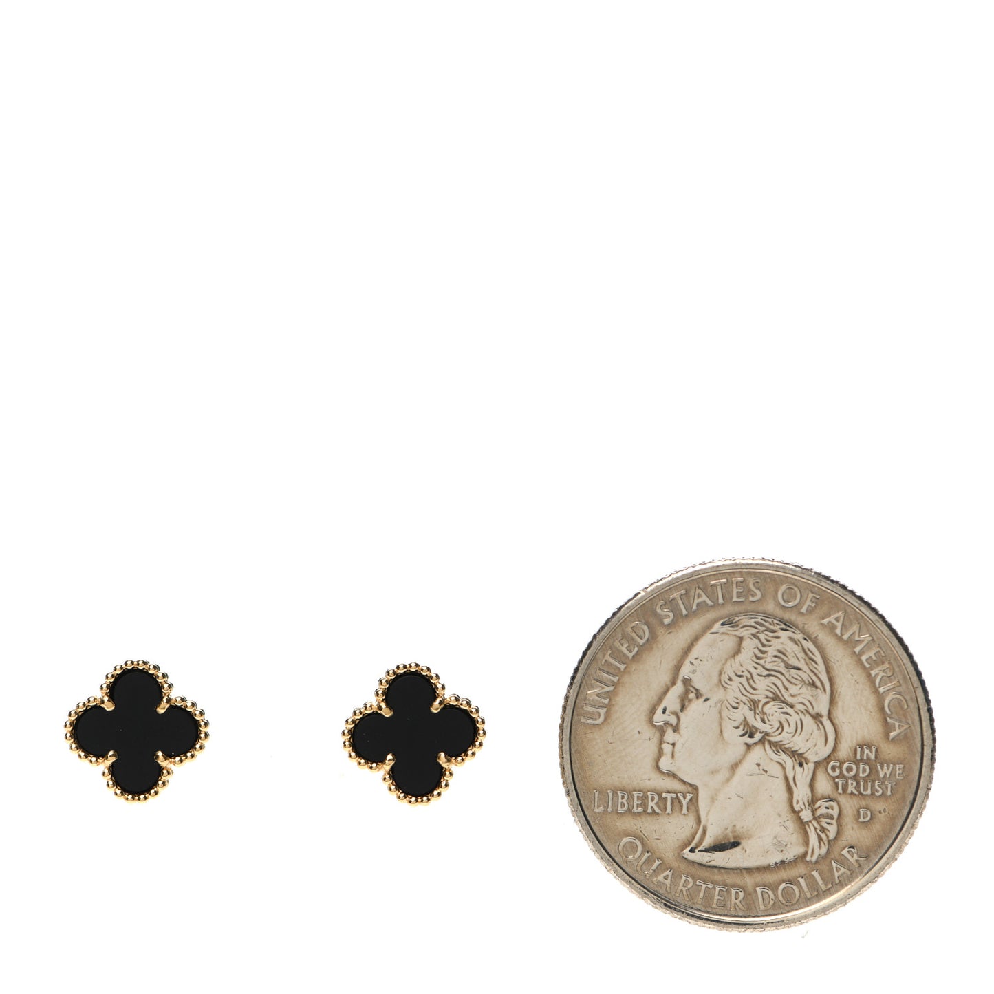 18K Yellow Gold Black Onyx Sweet Alhambra Earrings