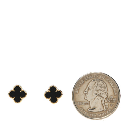 Van Cleef & Arpels 18K Yellow Gold Black Onyx Sweet Alhambra Earrings 2 of 5