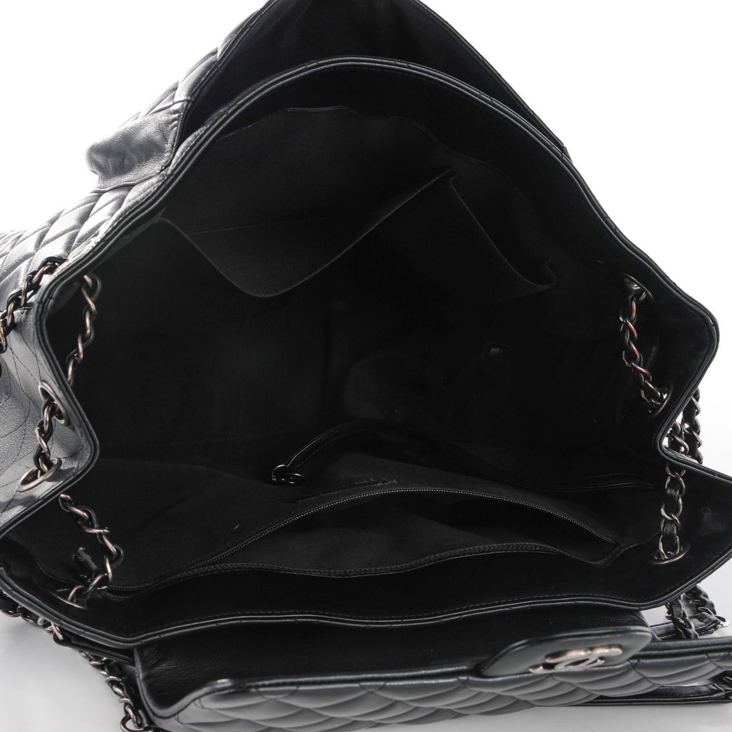 Calfskin Quilted Flap Tote Black