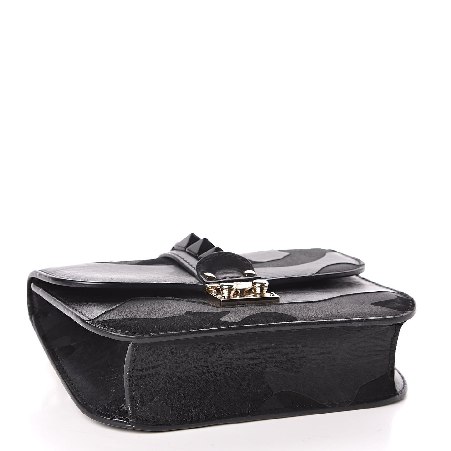 Nappa Camouflage Small Glam Lock Rockstud Flap Black