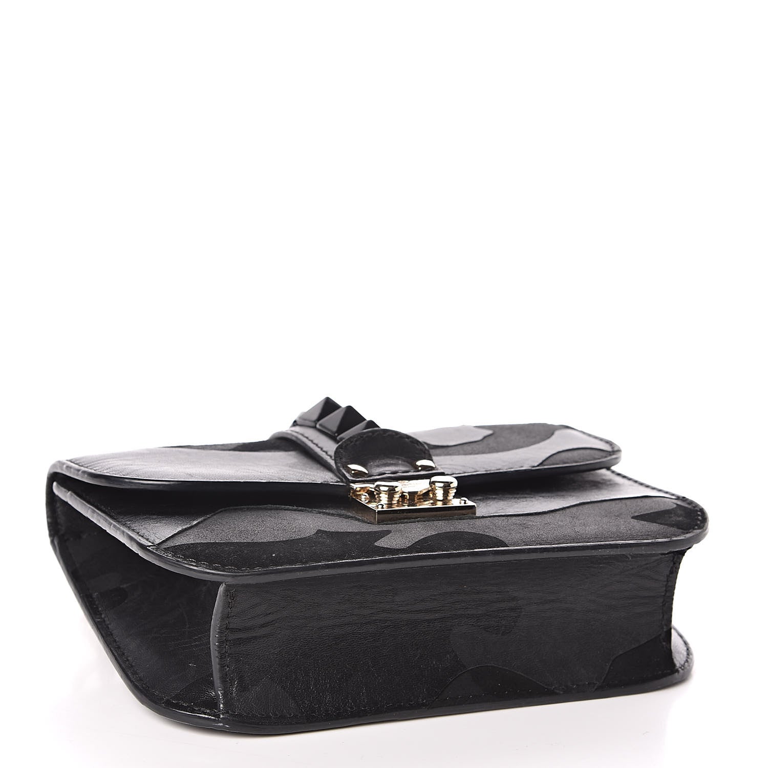 Valentino Garavani Nappa Camouflage Small Glam Lock Rockstud Flap Black 4 of 10