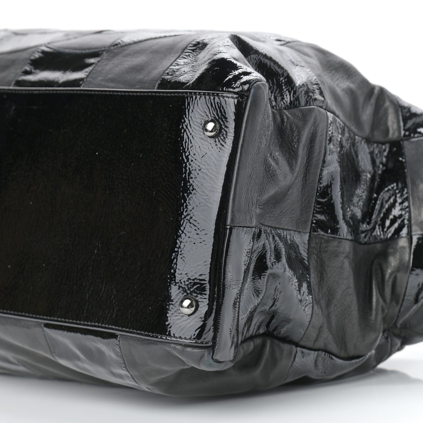 Lambskin Patent Calfskin Brooklyn Patchwork Hobo Black