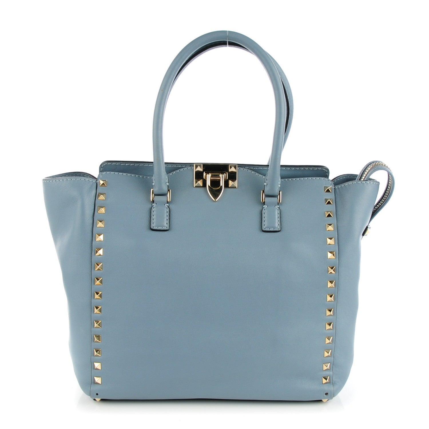 Valentino Garavani Vitello Rockstud Double Handle Tote London Stone 1 of 10