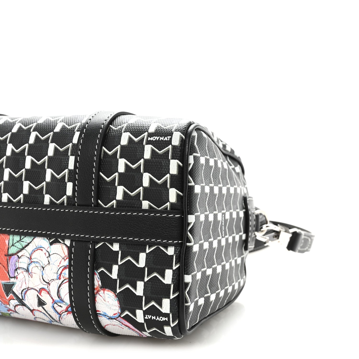 Moynat X KASING LUNG Calfskin Canvas M Labubu Boston Bag Black