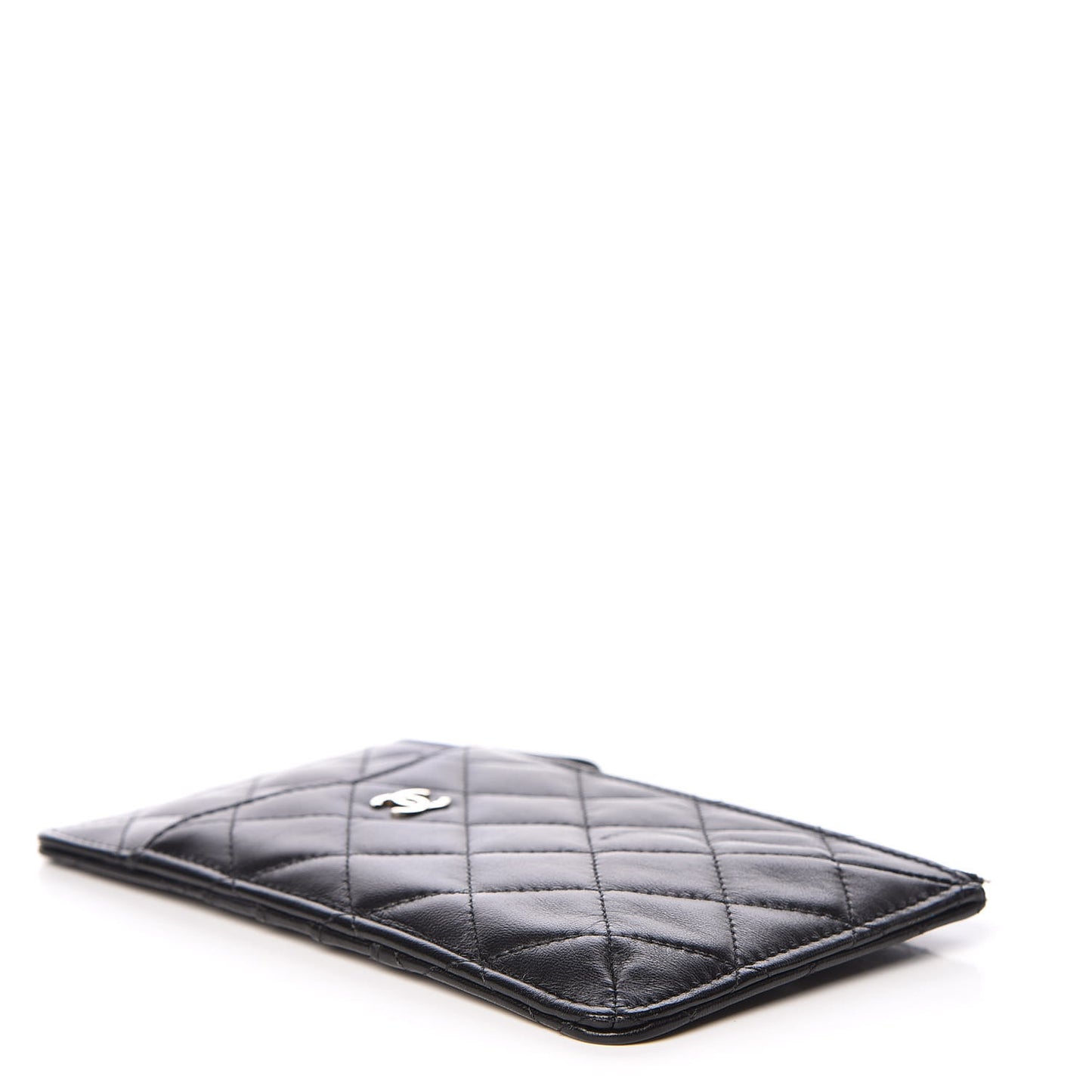 Lambskin Quilted Classic Flat Wallet Pouch Black