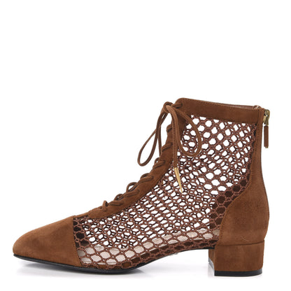 Christian Dior Suede Resille Naughtily-D 30mm Ankle Boots 35.5 Golden Brown 1 of 9