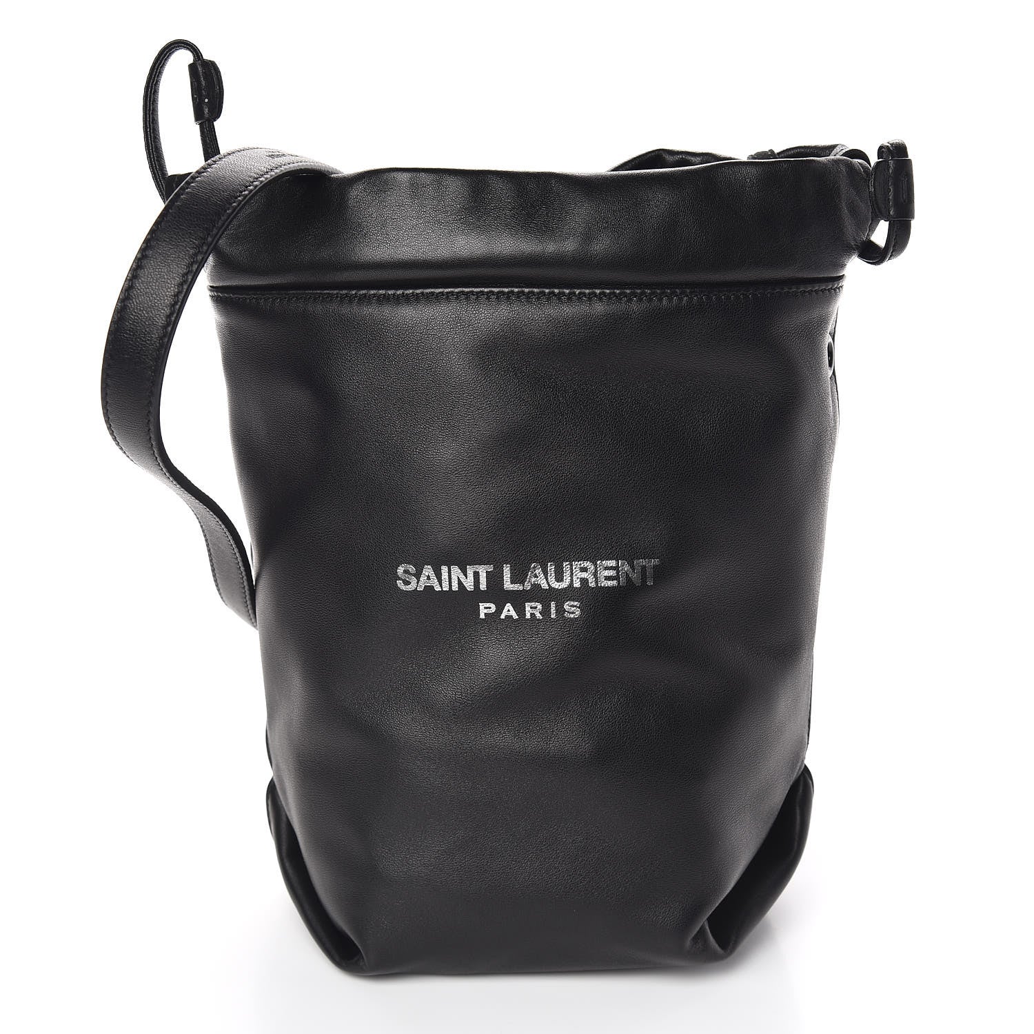 Saint Laurent Lambskin Small Teddy Bucket Bag Black 3 of 11