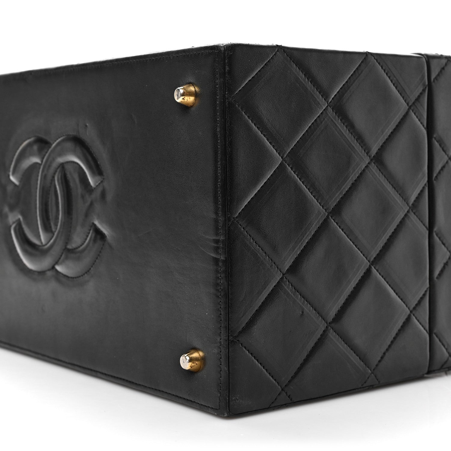 Chanel Lambskin CC Quilted Chain Top Handle Vanity Black 9 of 9