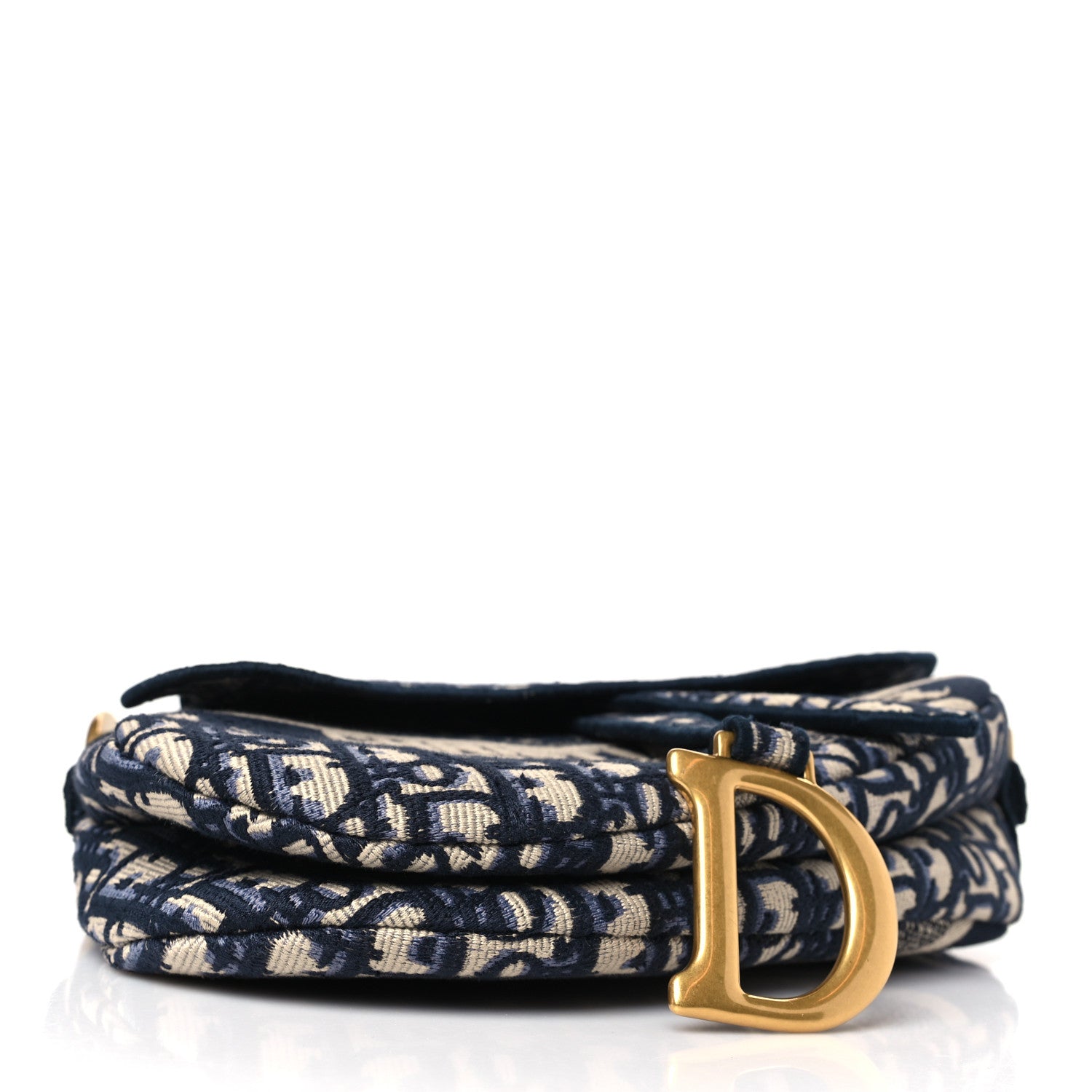 Christian Dior Oblique Embroidered Saddle Bag Blue 4 of 9