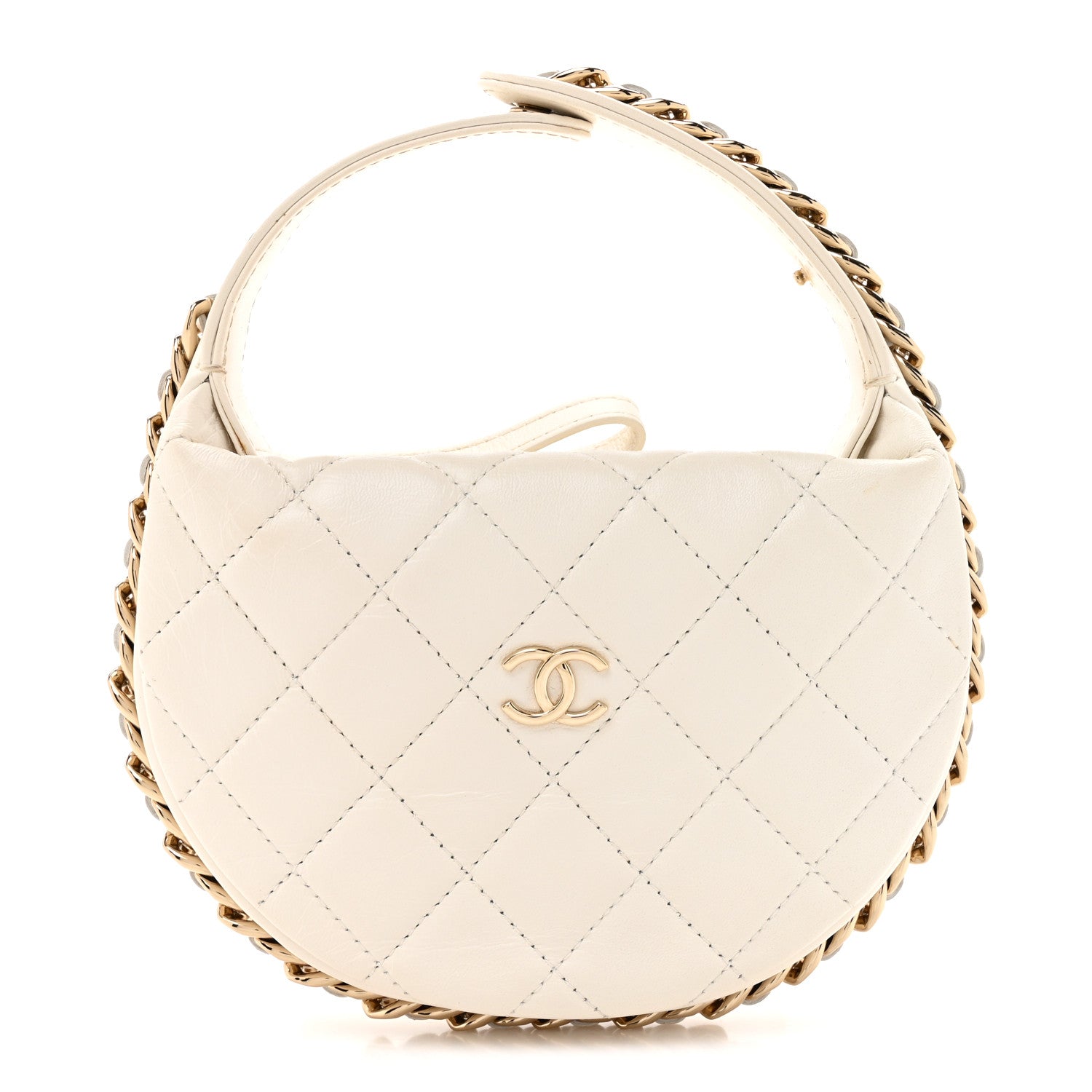 Chanel Lambskin Quilted Chain Around Pouch Hobo White 1 of 11