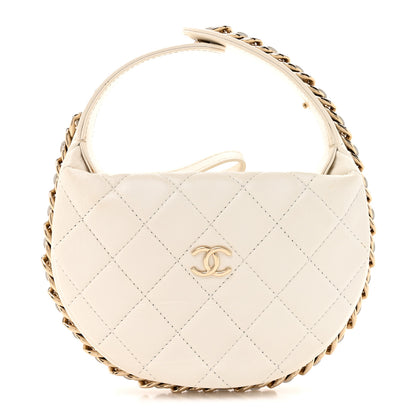 Chanel Lambskin Quilted Chain Around Pouch Hobo White 1 of 11