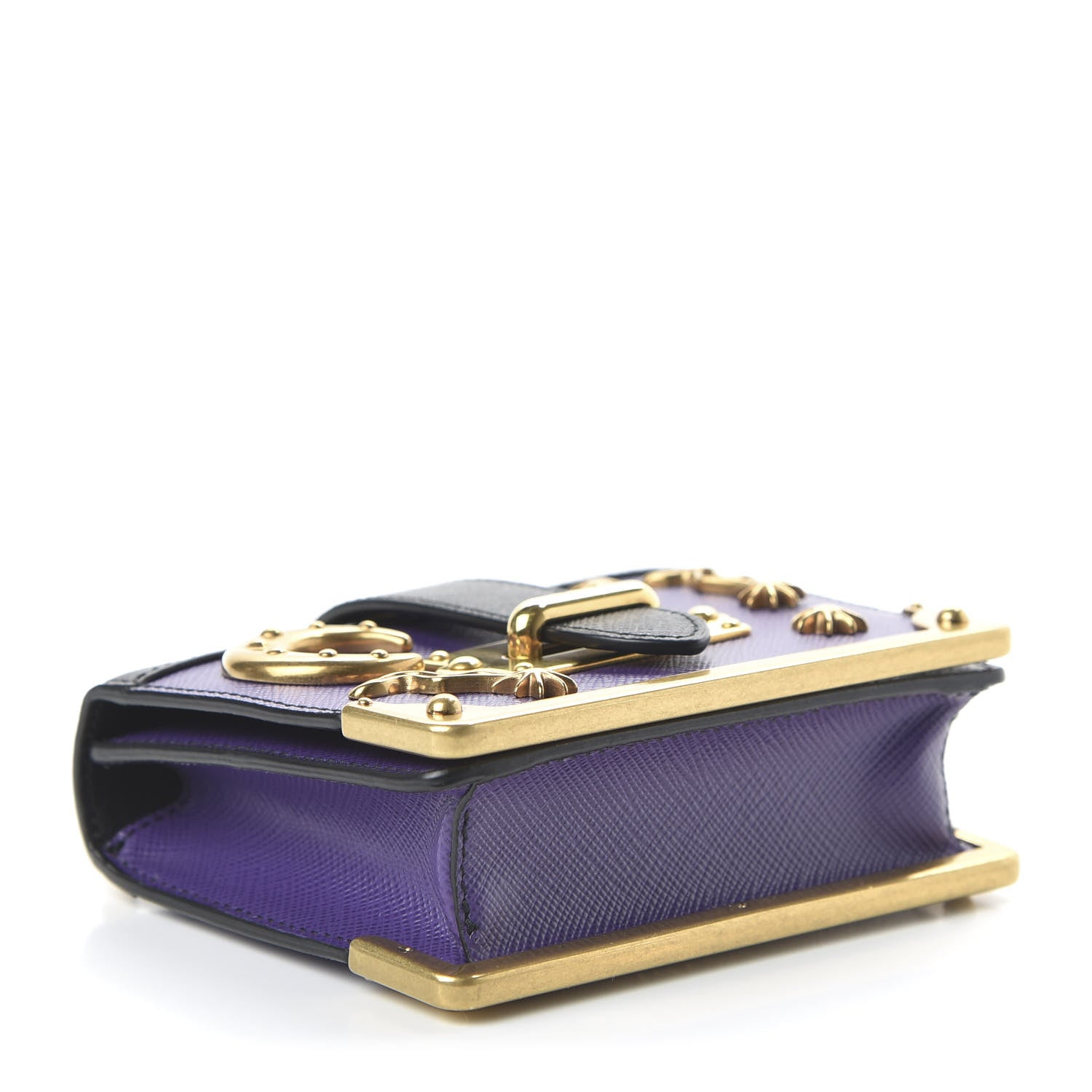 Prada Saffiano Astrology Mini Cahier Bag Viola Black 4 of 10