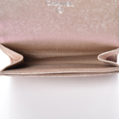 Chanel Metallic Caviar Chevron Quilted Flap Card Holder Light Gold 5 of 9