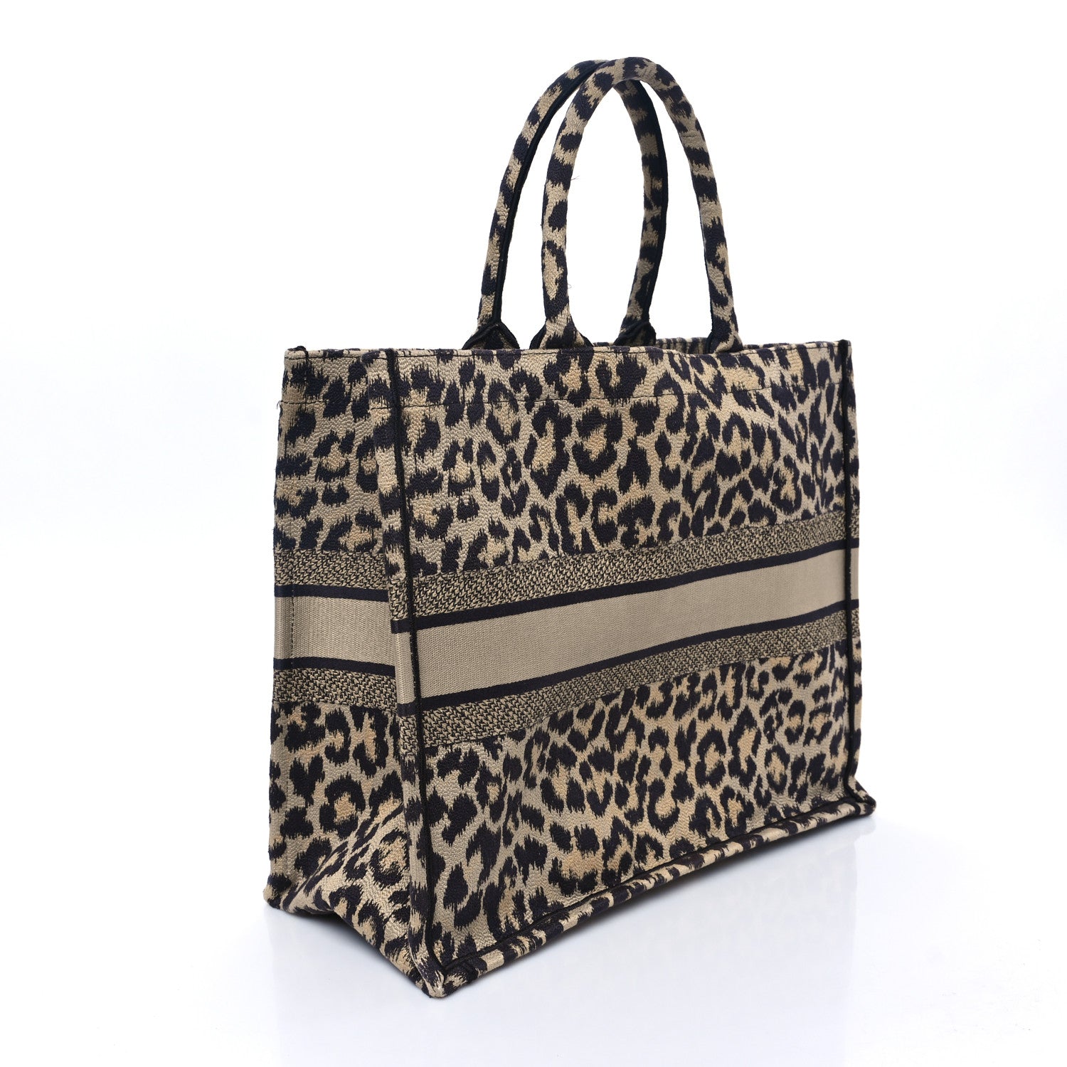 Christian Dior Canvas Mizza Embroidered Large Leopard Book Tote Beige 3 of 11