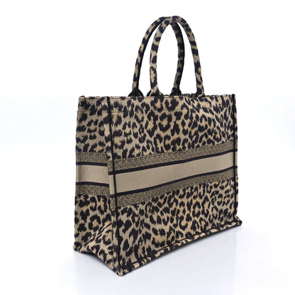 Christian Dior Canvas Mizza Embroidered Large Leopard Book Tote Beige 3 of 11