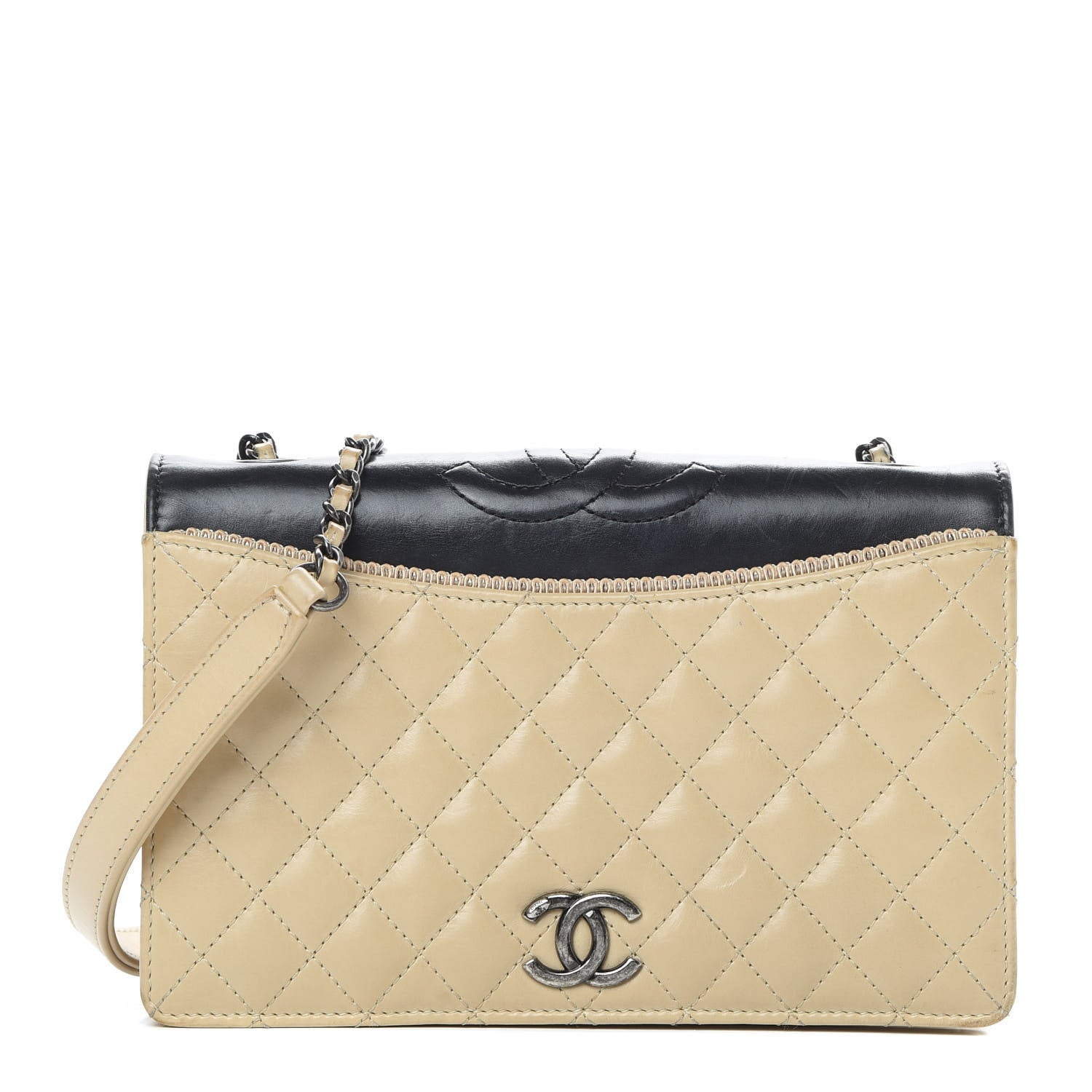 Chanel Calfskin Quilted Small Ballerine Flap Beige Black 1 of 16