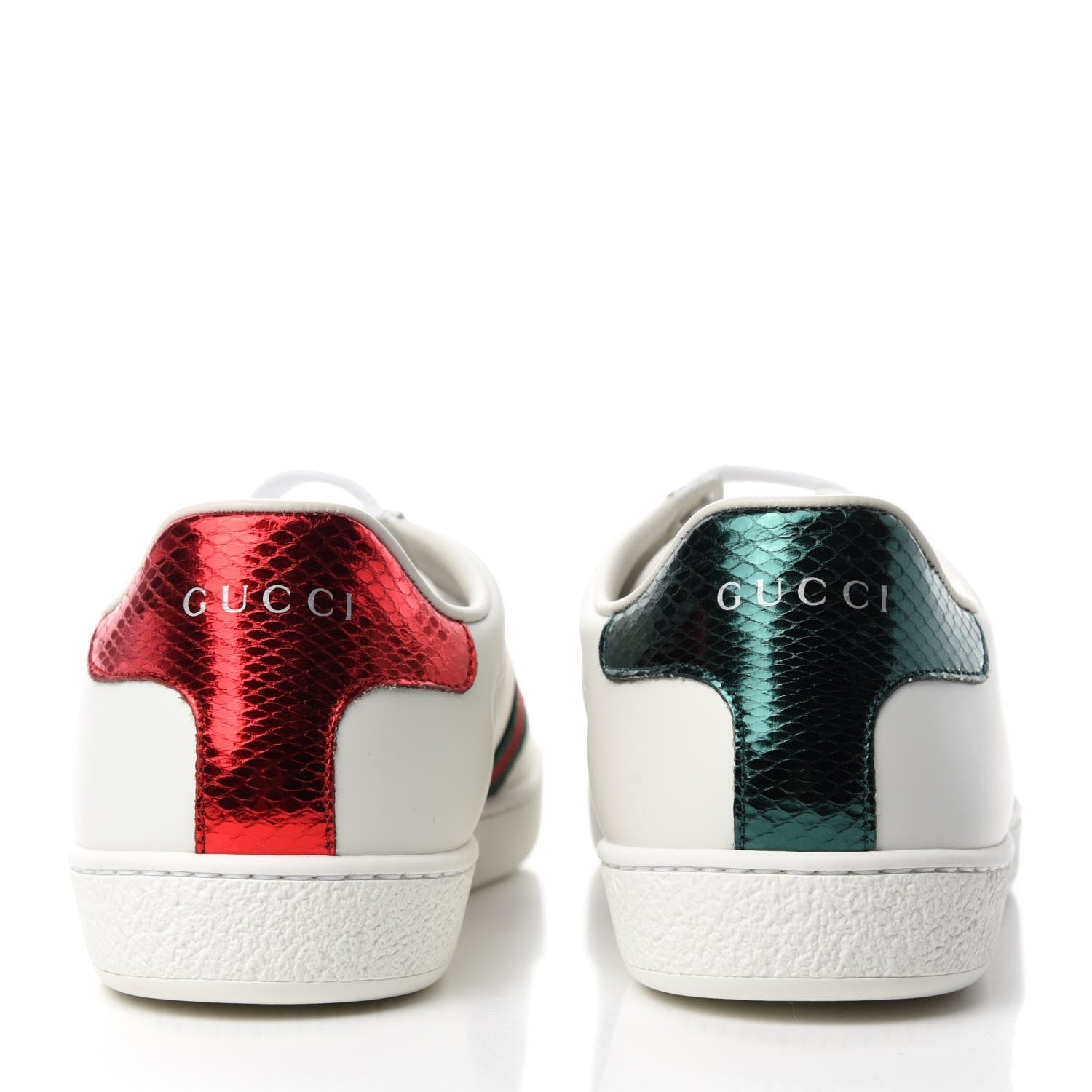 Gucci Calfskin Ayers Bee Embroidered Womens Ace Sneakers 38 White Green 5 of 9