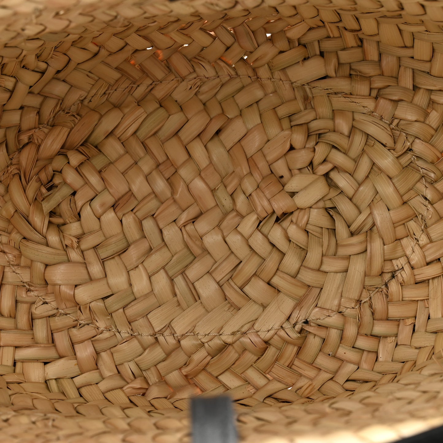 Raffia Smooth Calfskin Small Sense Basket Black