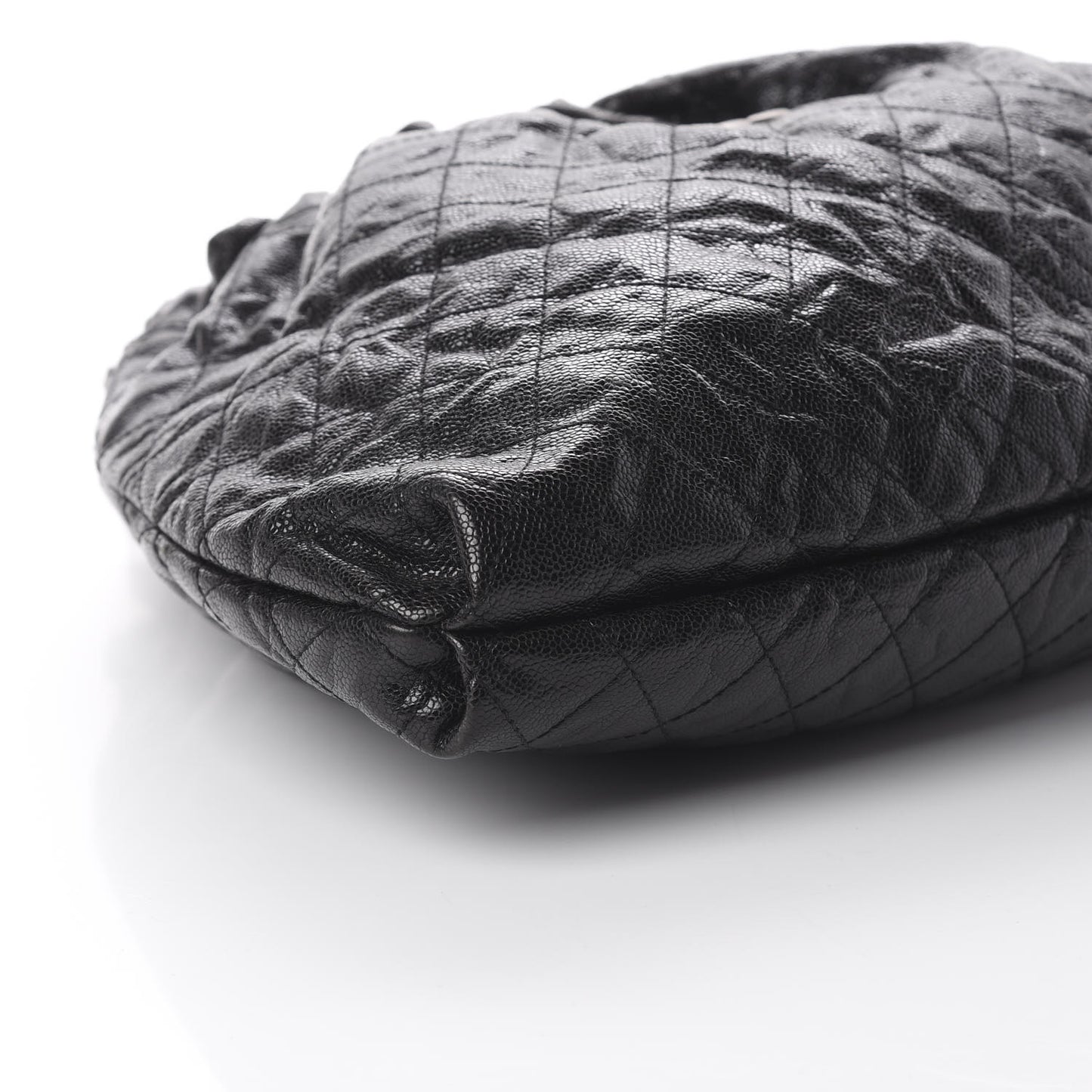 Caviar Quilted Medium Elastic Shopping Tote Black