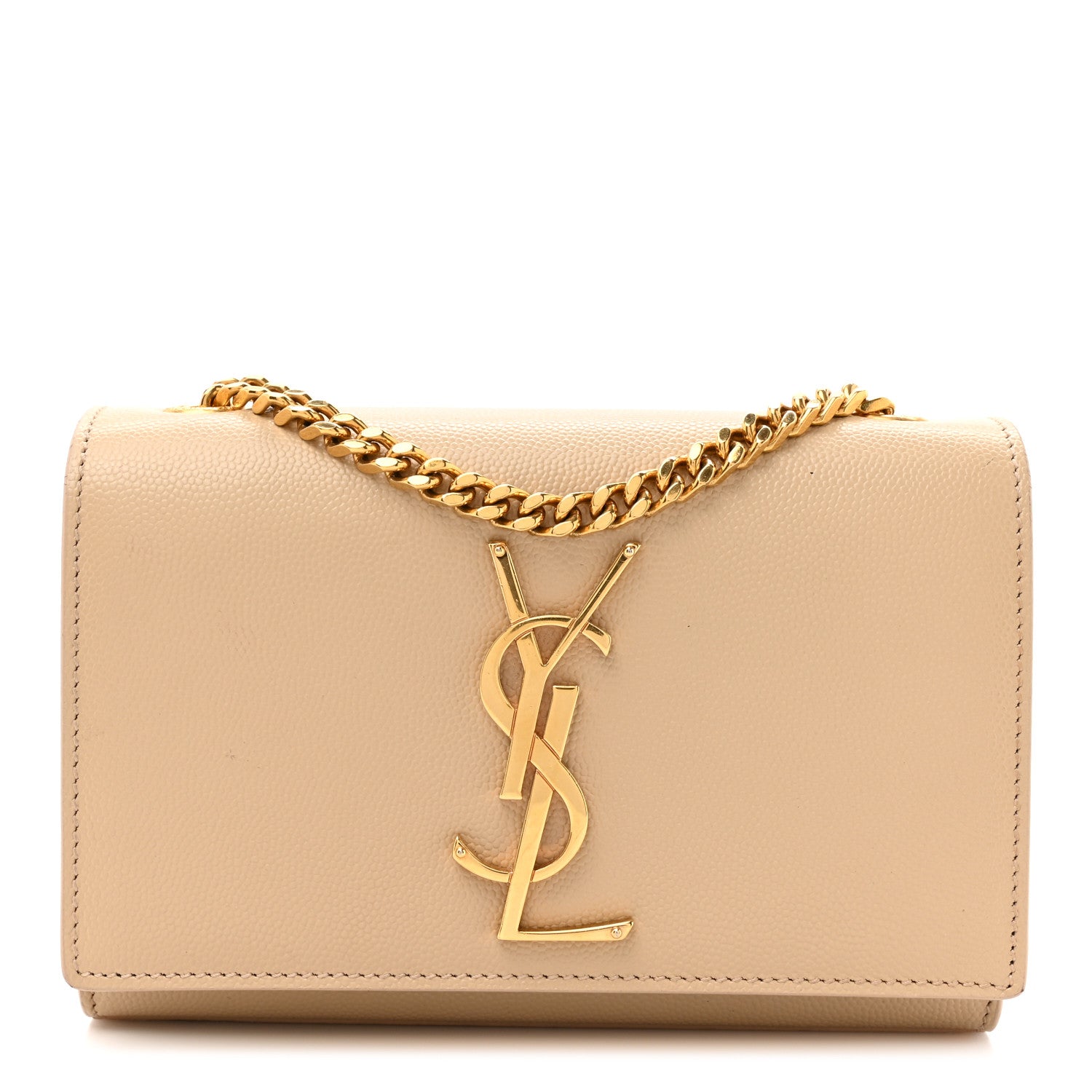 Saint Laurent Grain De Poudre Small Monogram Kate Satchel Dark Beige 1 of 16