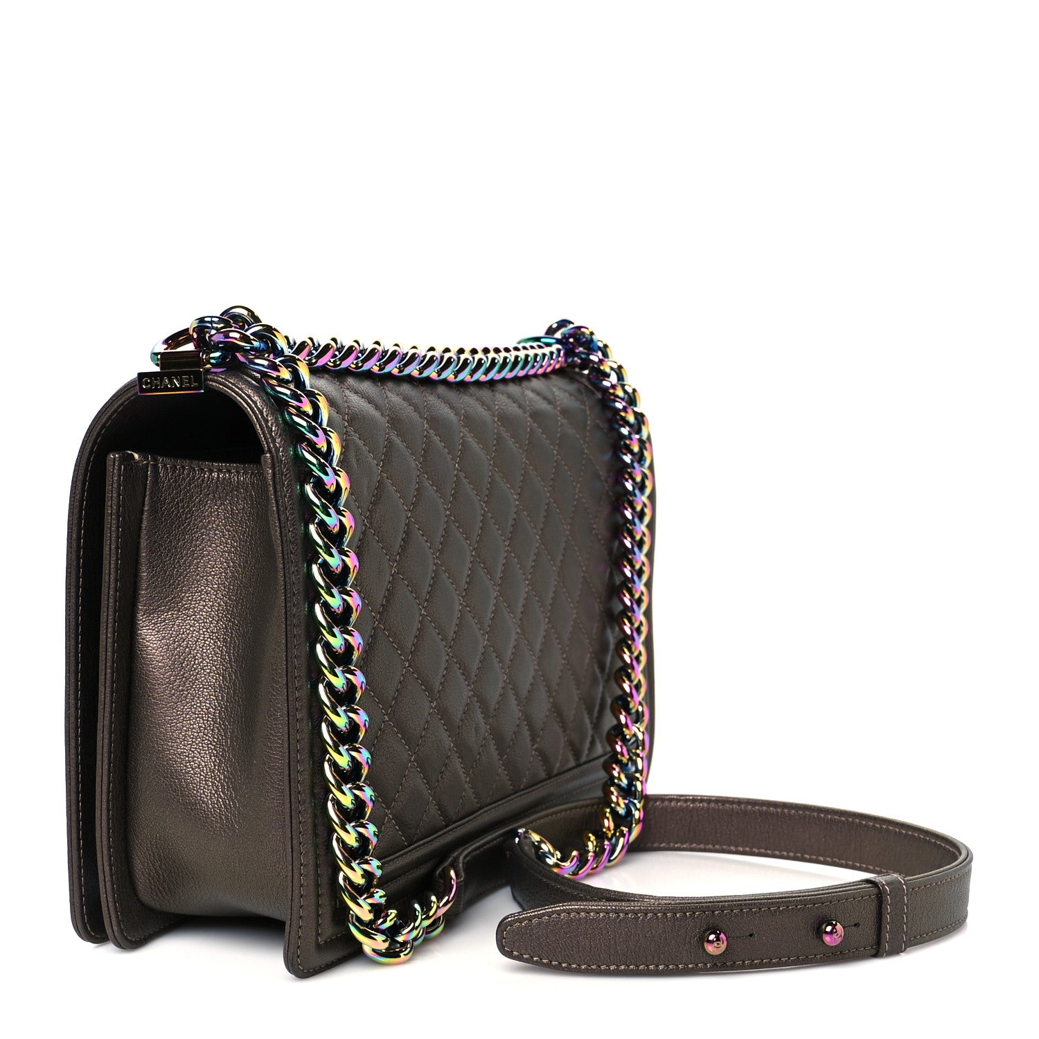 Chanel Iridescent Goatskin Quilted New Medium Boy Flap Bronze