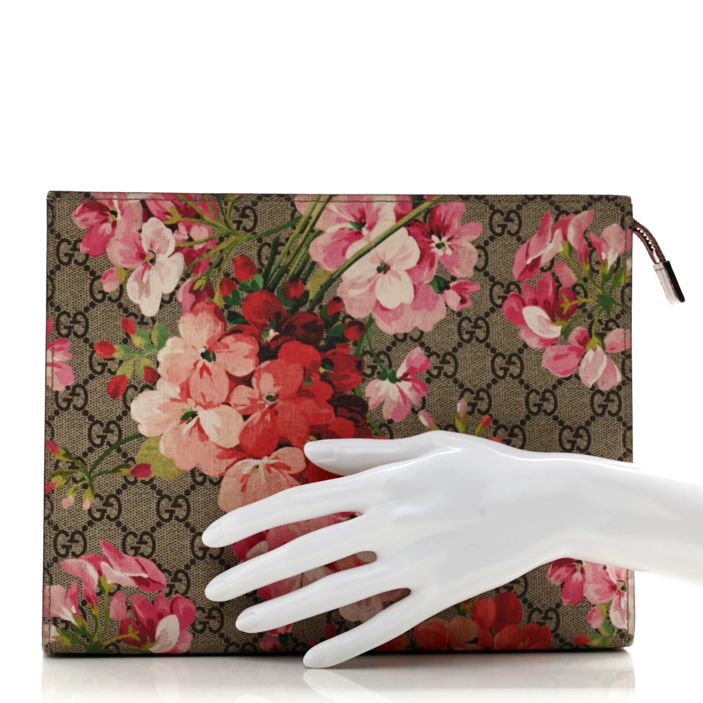 GG Supreme Monogram Blooms Large Cosmetic Case Beige Multicolor Dry Rose