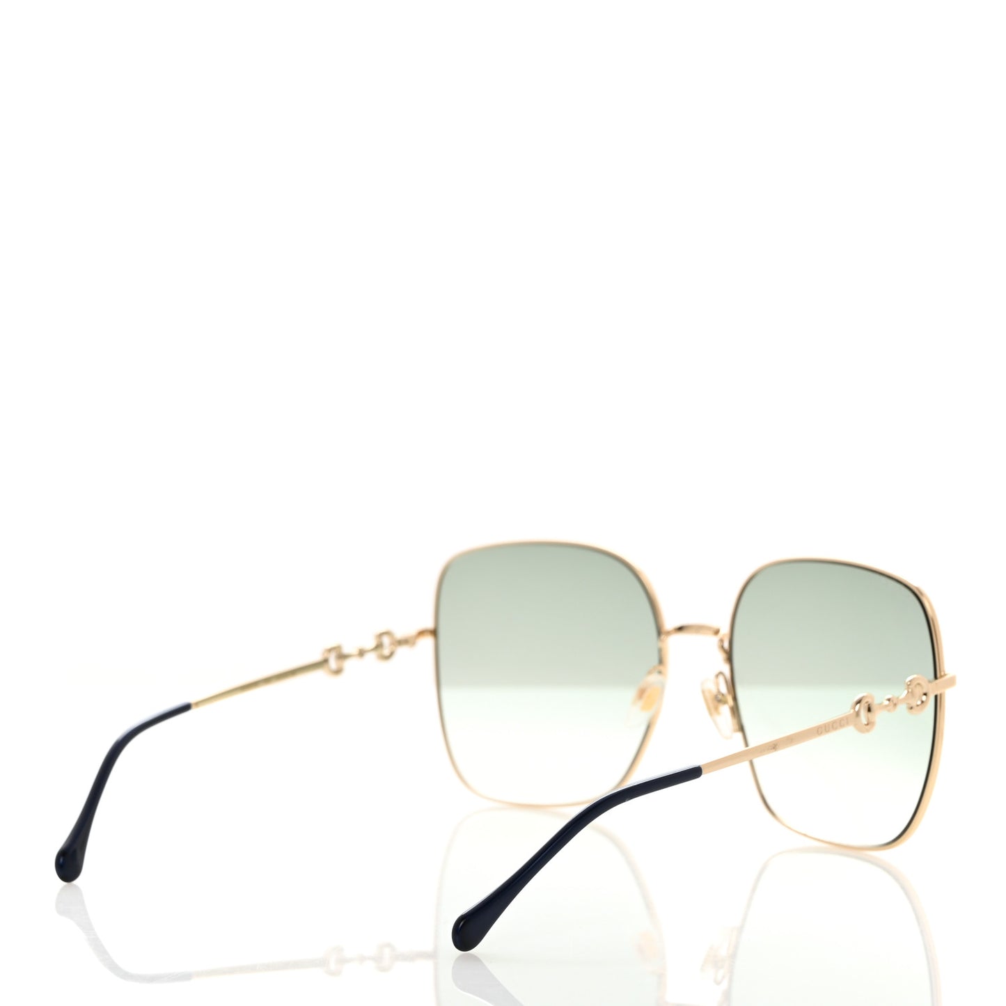Metal Horsebit Square Frame Sunglasses GG0879S Gold