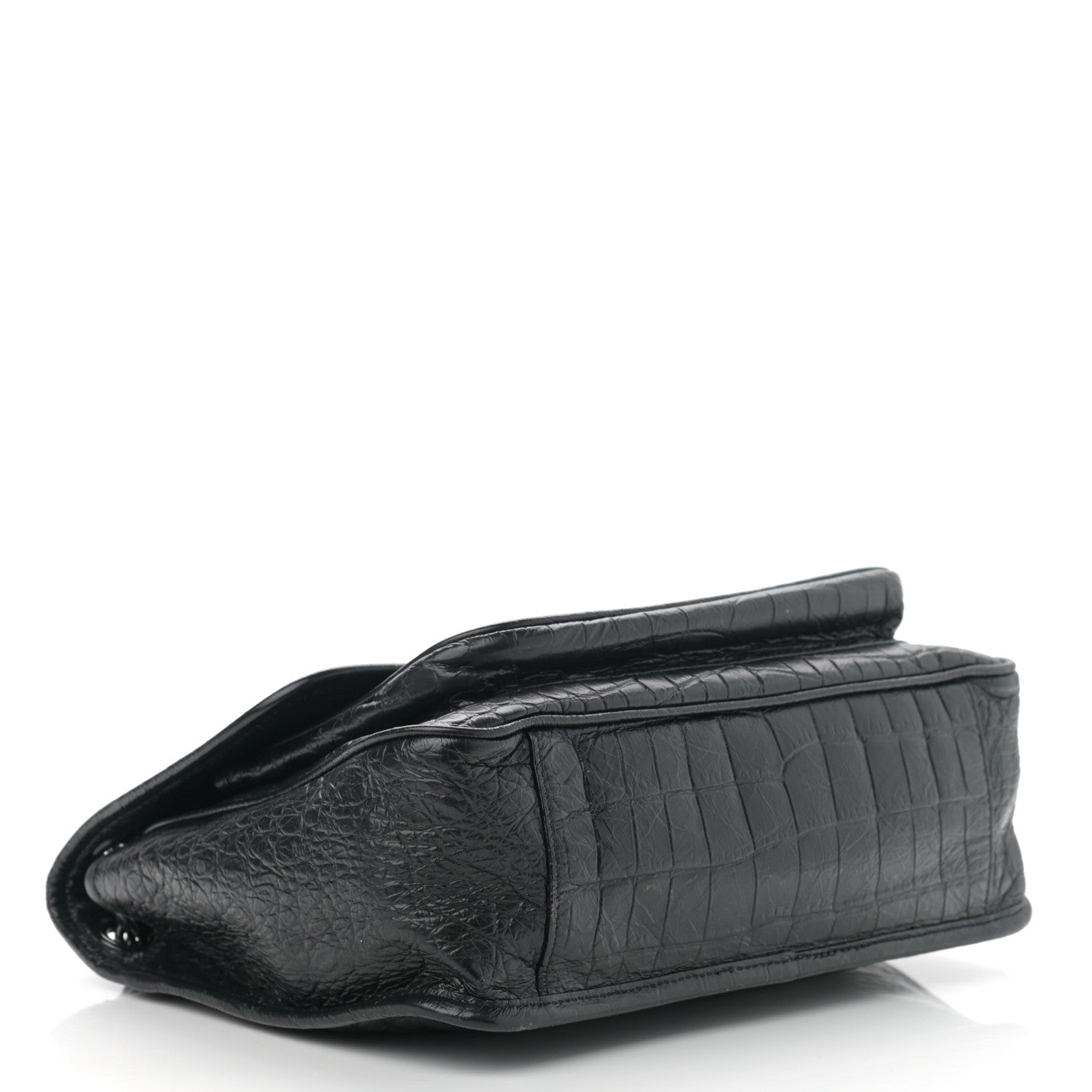 Saint Laurent Crocodile Embossed Lambskin Monogram Medium Niki Chain Satchel Black 4 of 11