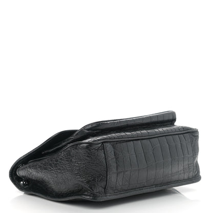 Saint Laurent Crocodile Embossed Lambskin Monogram Medium Niki Chain Satchel Black 4 of 11