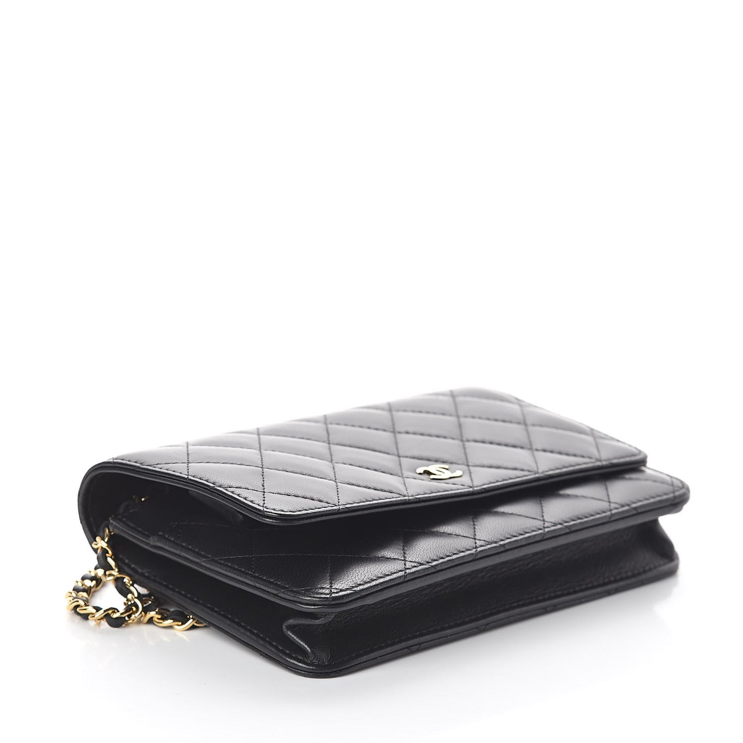 Lambskin Quilted Wallet On Chain WOC Black