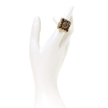 Chanel Enamel Gripoix CC Ring 52 6 Gold Burgundy 2 of 5