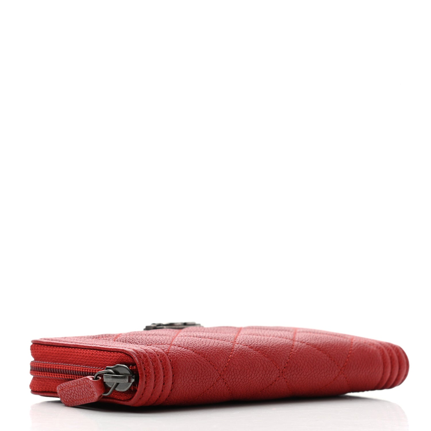 Chanel Caviar Quilted Small Boy Zip Around Wallet Dark Red 4 of 8