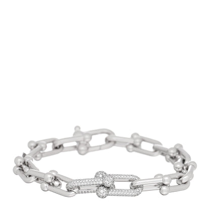 Tiffany 18K White Gold Diamond Medium HardWear Link Bracelet 1 of 4